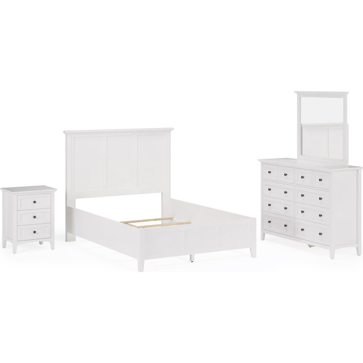 Grace Three Panel Bed in Snowfall White — shown with the Grace bedroom group — white background