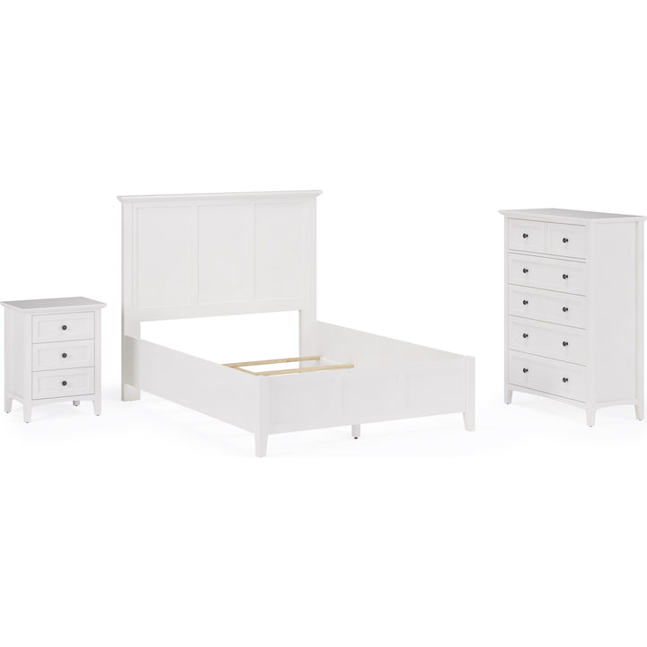 Grace Three Panel Bed in Snowfall White — shown with the Grace bedroom group — white background