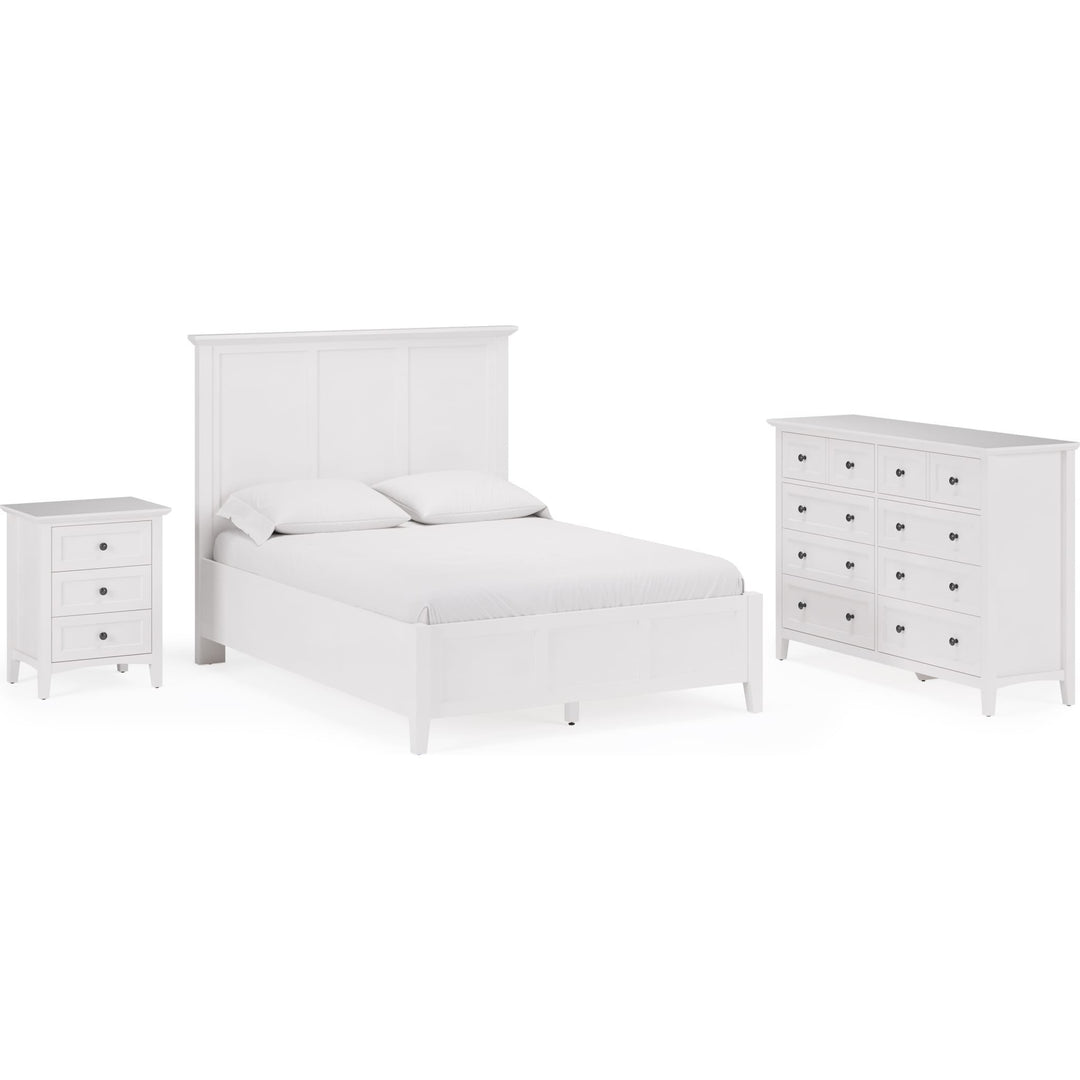 Grace Three Panel Bed in Snowfall White — shown with the Grace bedroom group — white background