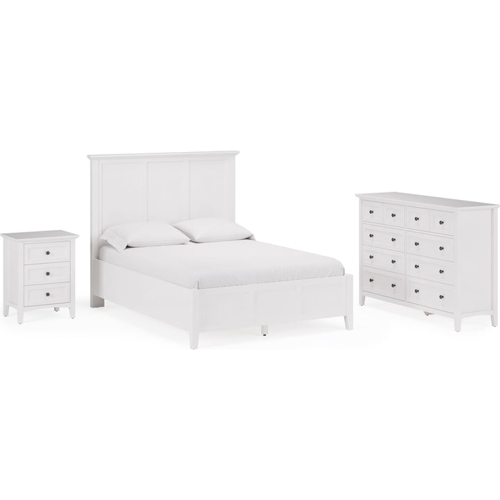 Grace Three Panel Bed in Snowfall White — shown with the Grace bedroom group — white background
