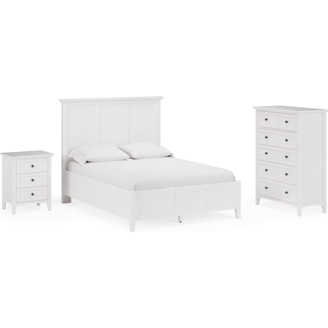Grace Three Panel Bed in Snowfall White — shown with the Grace bedroom group — white background