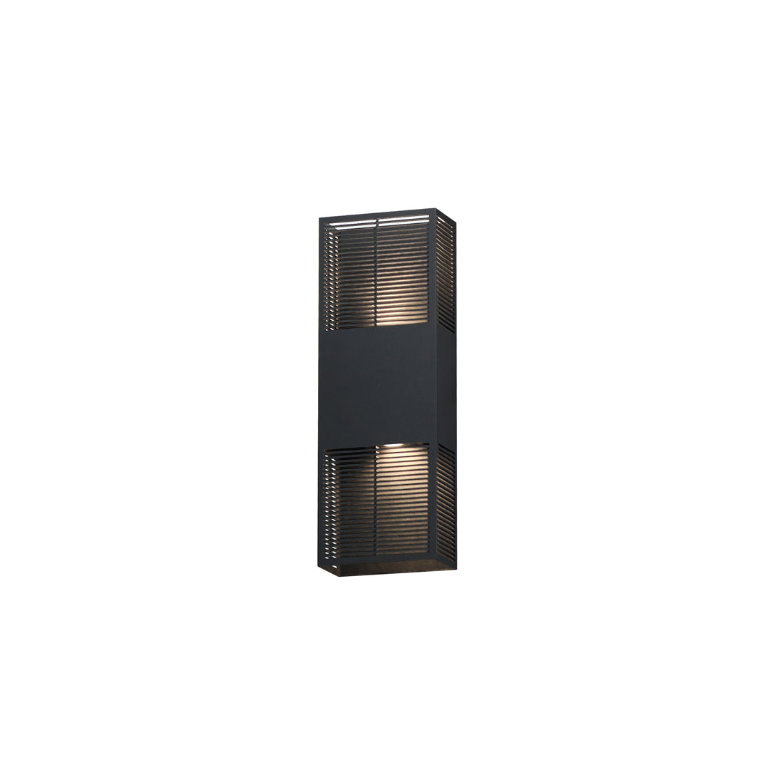 Grate 18" LED Outdoor Wall Sconce by ET2 Lighting in Black, front view