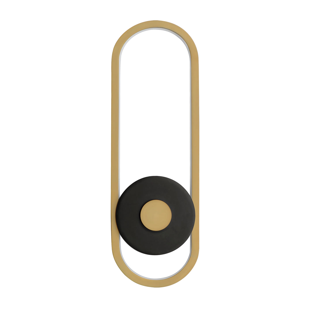 Gravity Large Outdoor LED Sconce by ET2 Lighting in Black / Gold, front view