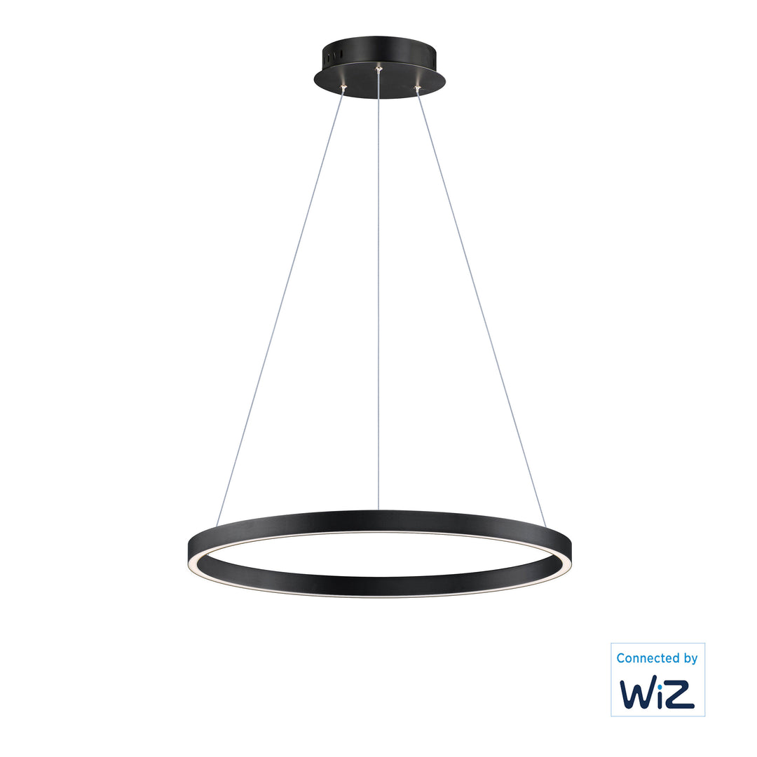 Groove 24" LED Pendant WiZ by ET2 Lighting in Black, front view