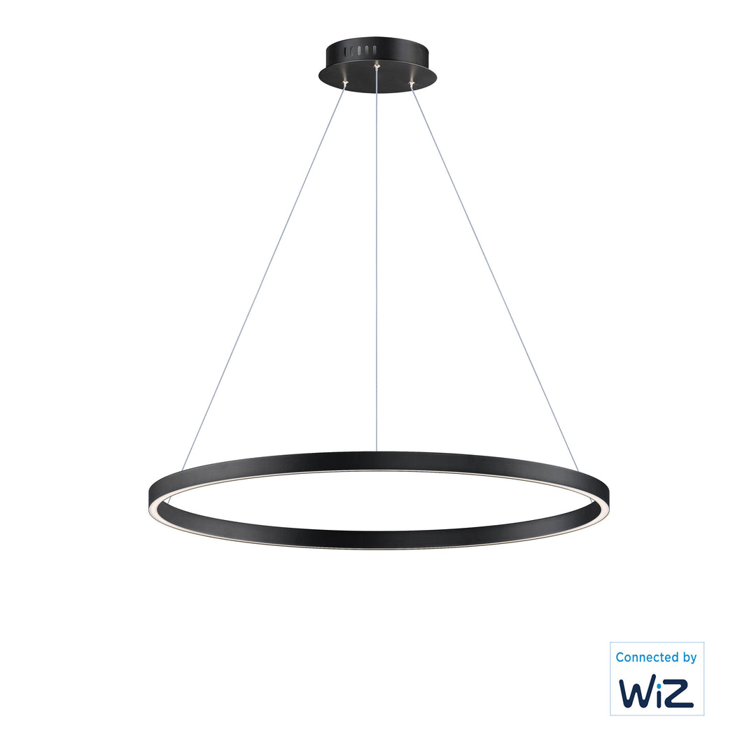 Groove 32" LED Pendant WiZ by ET2 Lighting in Black, front view