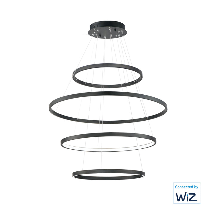 Groove 4-Tier LED Pendant WiZ by ET2 Lighting in Black, front view