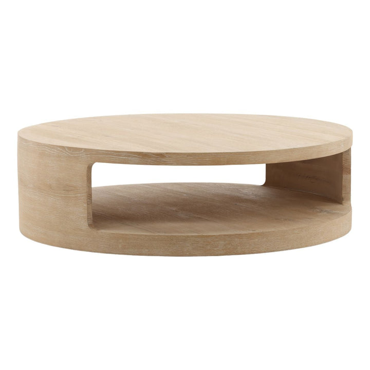 Hadley Aged Oak Coffee Table, three-quarter studio view