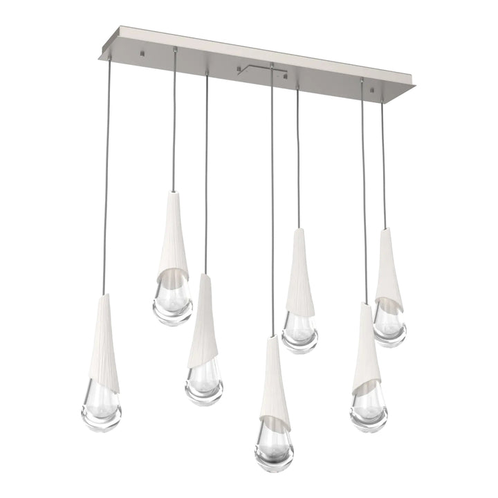 Hailstone Linear Pendant Chandelier by Hammerton Studio in Beige Silver