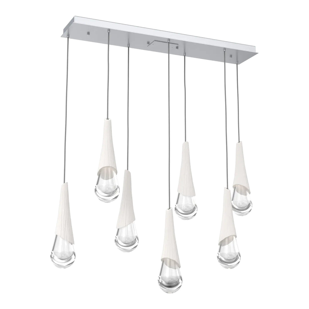 Hailstone Linear Pendant Chandelier by Hammerton Studio in Classic Silver