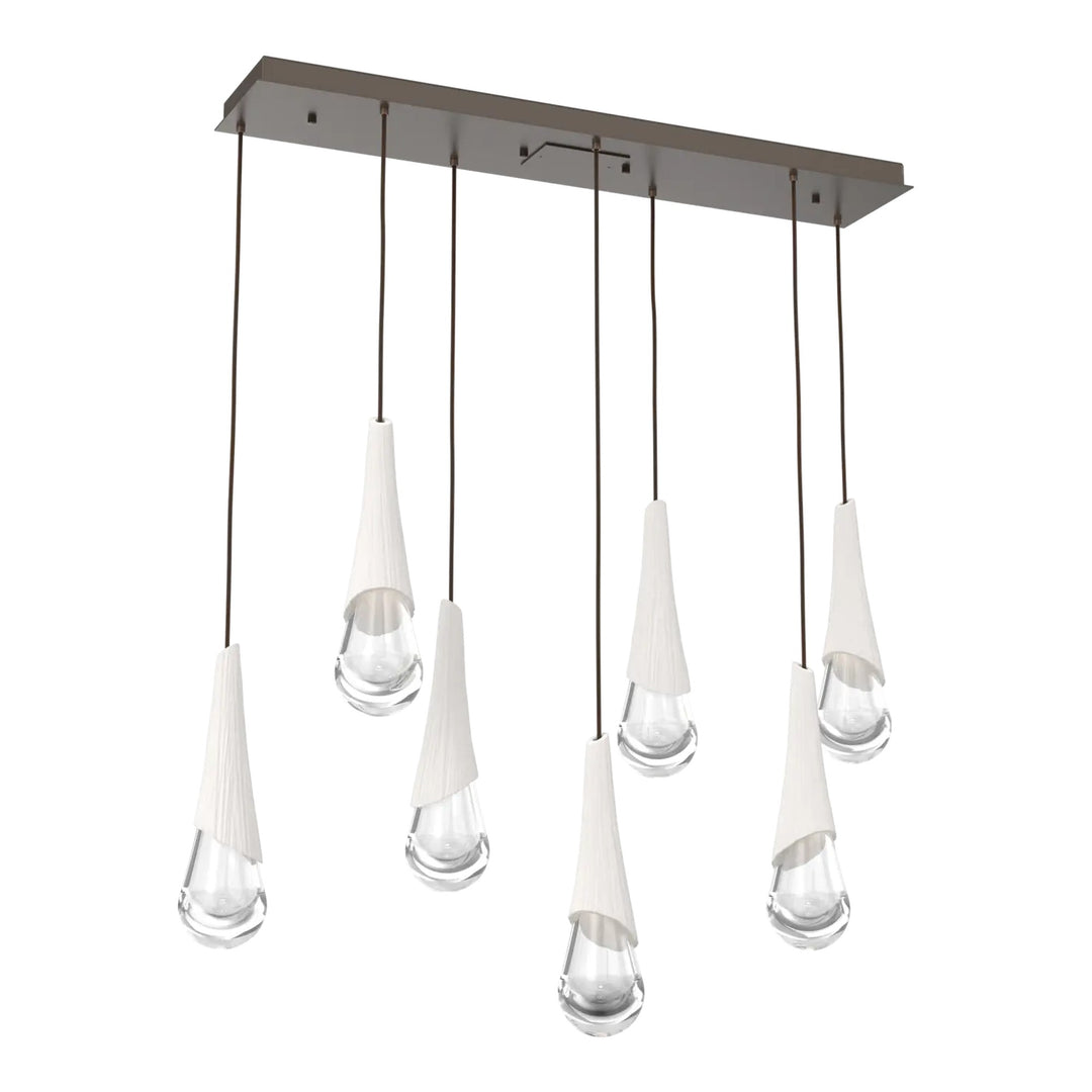 Hailstone Linear Pendant Chandelier by Hammerton Studio in Flat Bronze