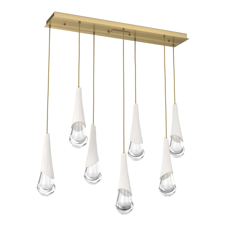 Hailstone Linear Pendant Chandelier by Hammerton Studio in Heritage Brass
