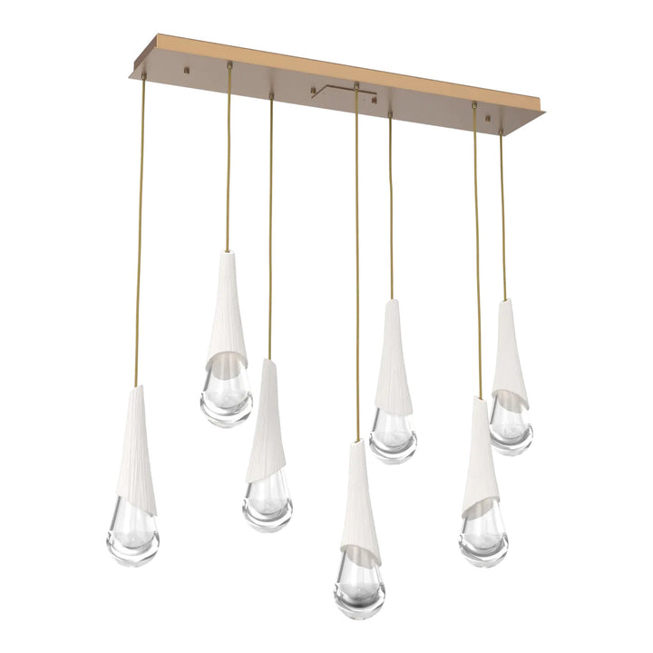 Hailstone Linear Pendant Chandelier by Hammerton Studio in Novel Brass