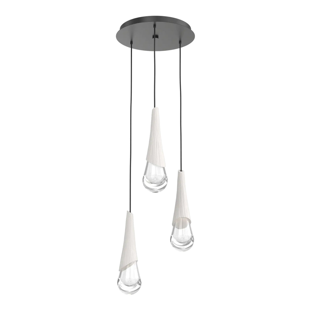 Hailstone Round Pendant Chandelier by Hammerton Studio, 3 Lights
