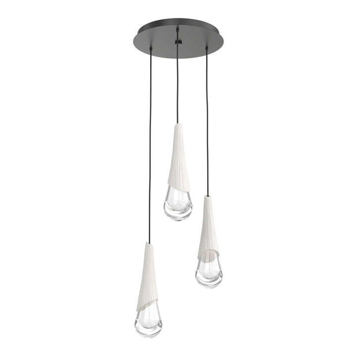 Hailstone Round Pendant Chandelier by Hammerton Studio, 3 Lights