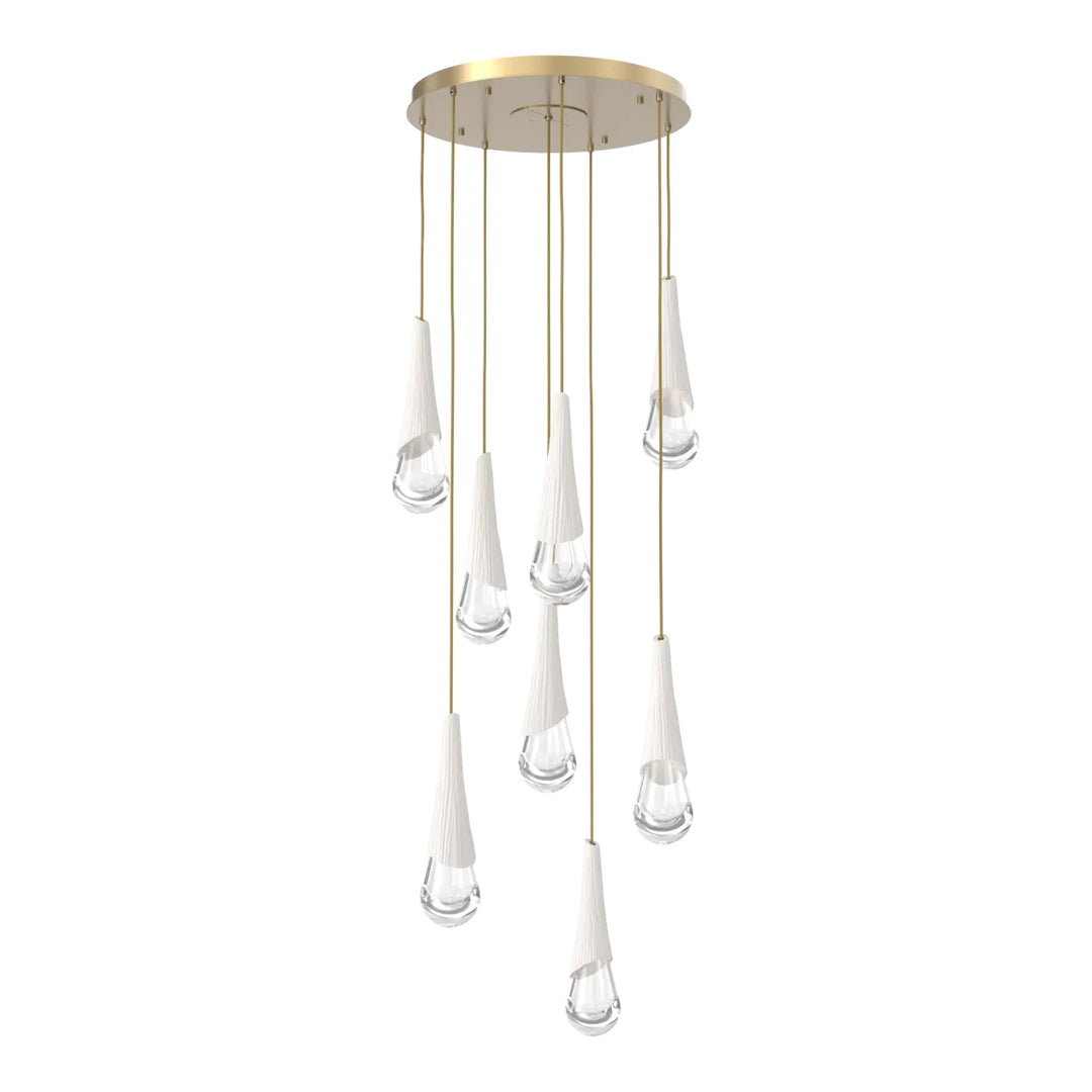 Hailstone Round Pendant Chandelier by Hammerton Studio in Gilded Brass