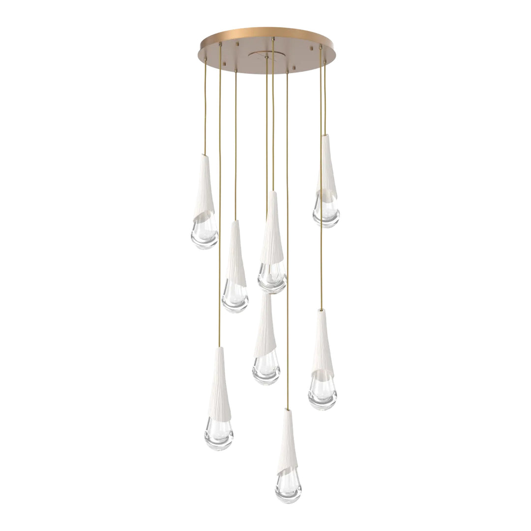 Hailstone Round Pendant Chandelier by Hammerton Studio in Novel Brass