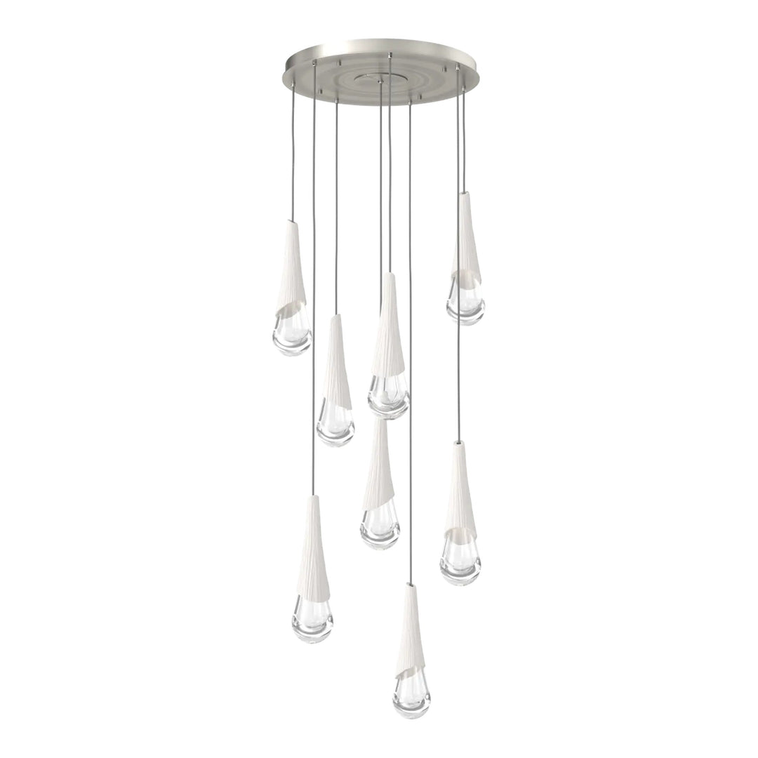 Hailstone Round Pendant Chandelier by Hammerton Studio in Satin Nickel