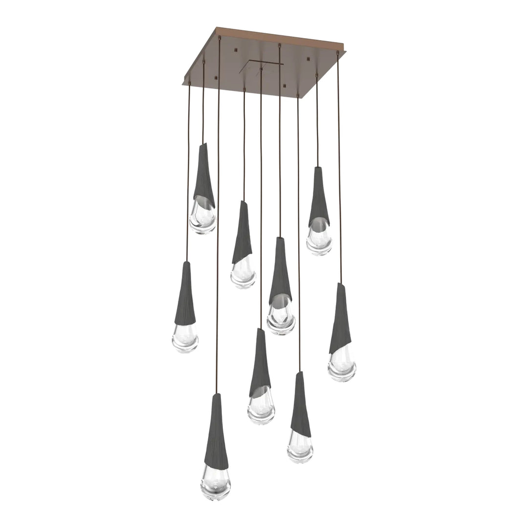 Hailstone Square Pendant Chandelier by Hammerton Studio in Burnished Bronze