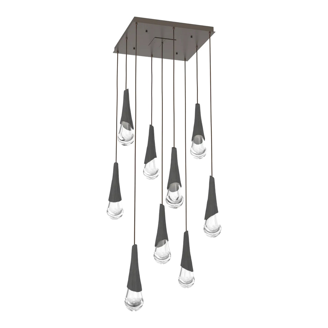 Hailstone Square Pendant Chandelier by Hammerton Studio in Flat Bronze