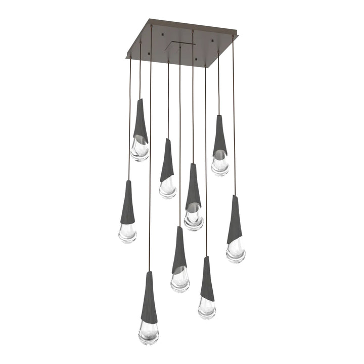 Hailstone Square Pendant Chandelier by Hammerton Studio in Flat Bronze