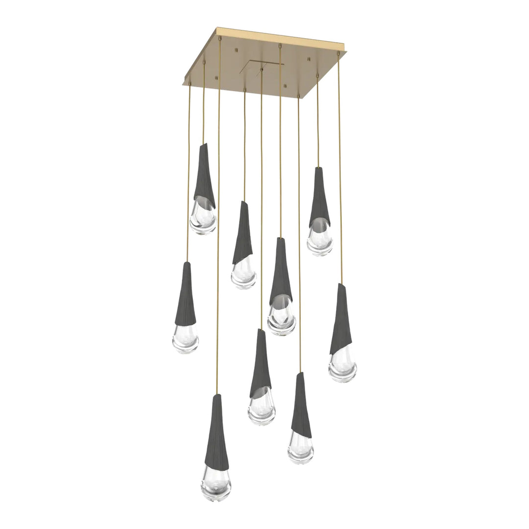 Hailstone Square Pendant Chandelier by Hammerton Studio in Gilded Brass