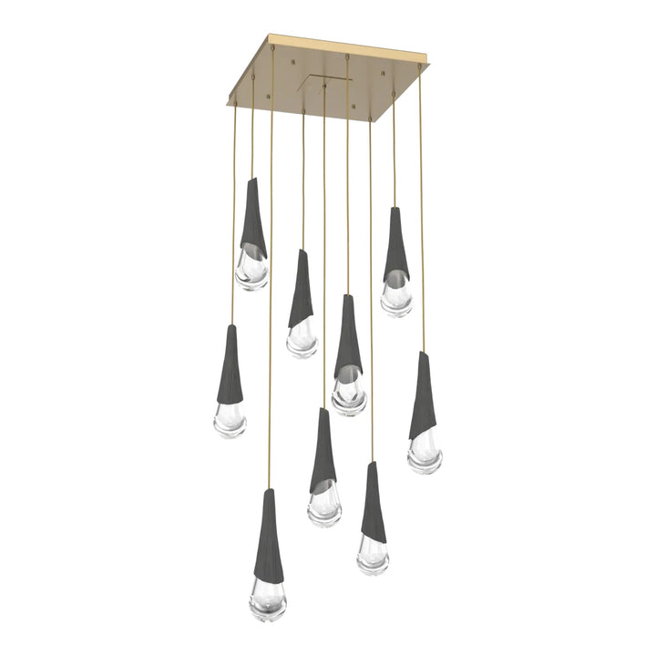 Hailstone Square Pendant Chandelier by Hammerton Studio in Gilded Brass