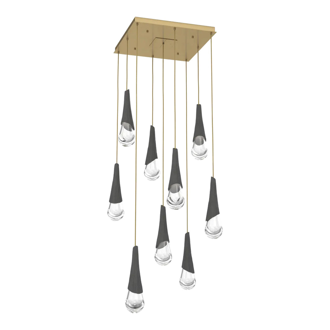 Hailstone Square Pendant Chandelier by Hammerton Studio in Heritage Brass