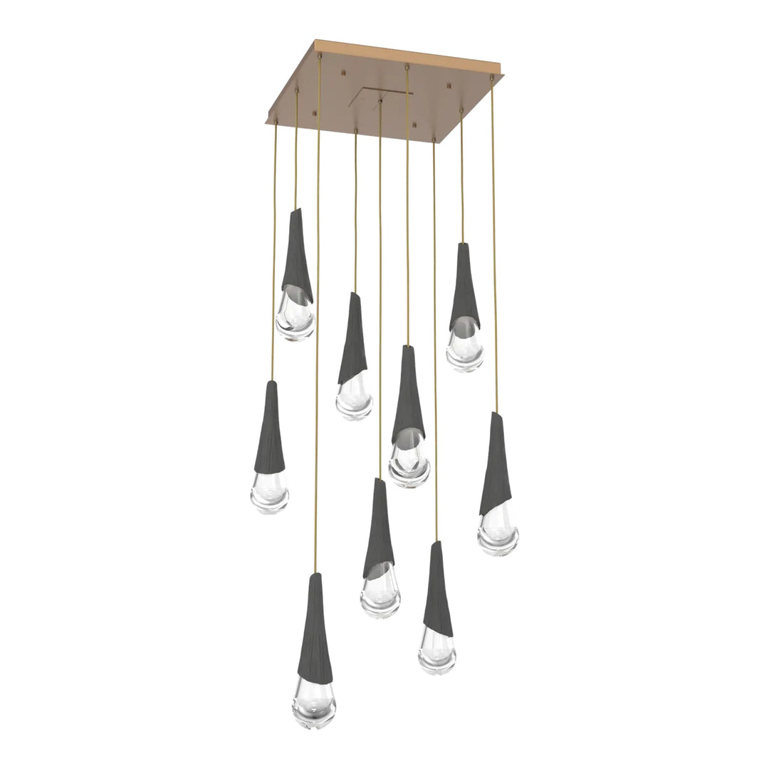 Hailstone Square Pendant Chandelier by Hammerton Studio in Novel Brass