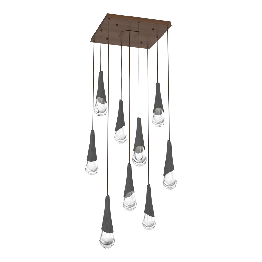 Hailstone Square Pendant Chandelier by Hammerton Studio in Oil-Rubbed Bronze