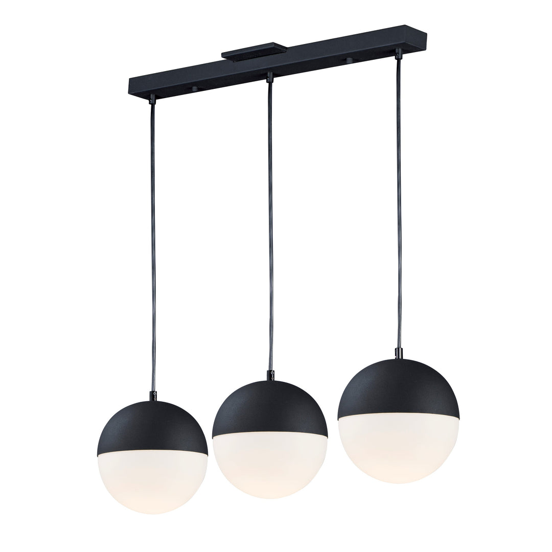 Half Moon 3-Light LED Pendant (30.25" W) by ET2 Lighting in Black, front view