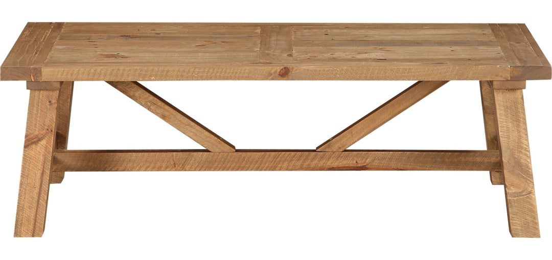 Harby Reclaimed Wood Rectangular Coffee Table in Rustic Tawny — product view on a white background