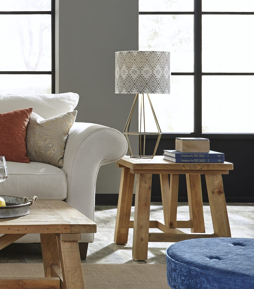 Harby Reclaimed Wood Square Side Table in Rustic Tawny — lifestyle photo