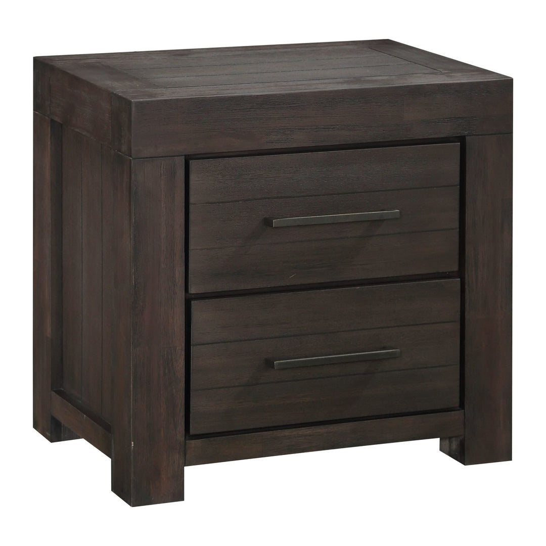 Heath Two Drawer Nightstand by Modus in Basalt Grey — on a white background
