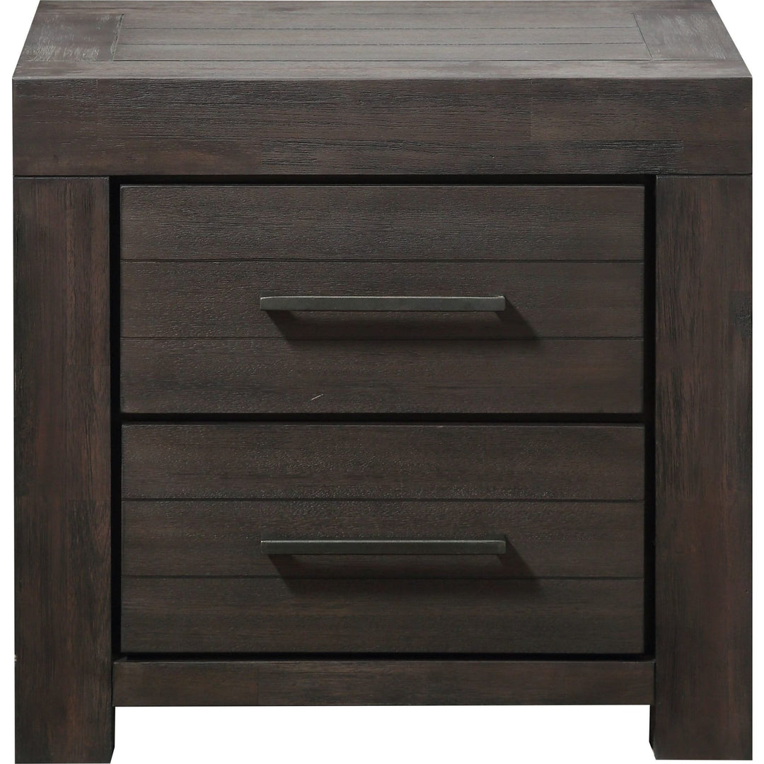 Heath Two Drawer Nightstand in Basalt Grey — on a white background