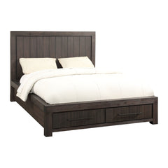 Heath Two Drawer Wood Storage Bed by Modus in Basalt Grey — white background, angled view