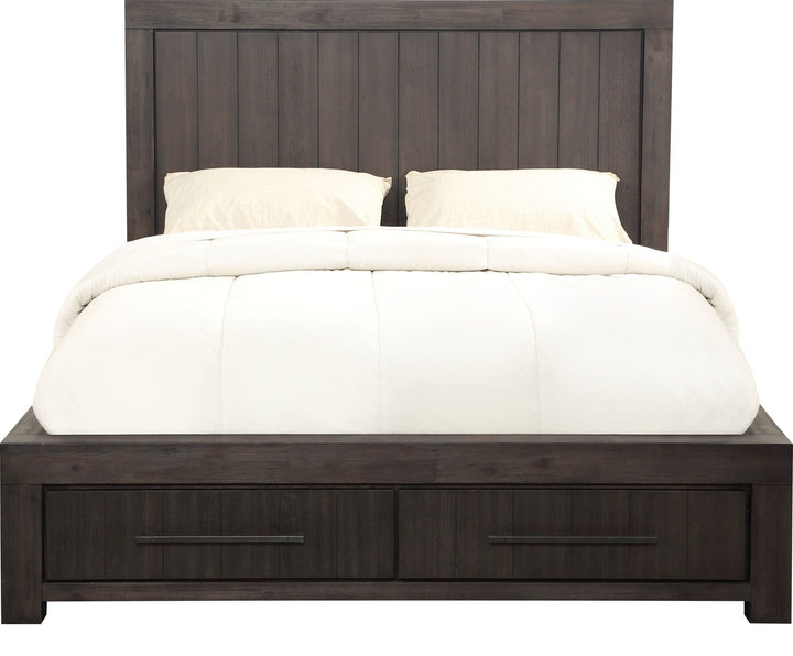 Heath Two Drawer Wood Storage Bed in Basalt Grey — white background, front view