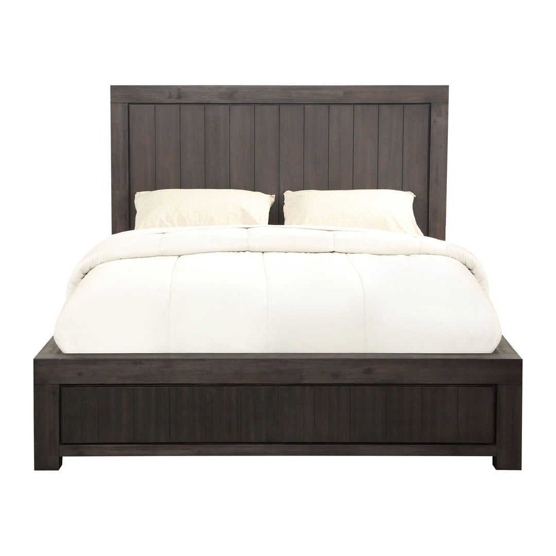 Heath Wood Platform Bed by Modus in Basalt Grey — white background, front view