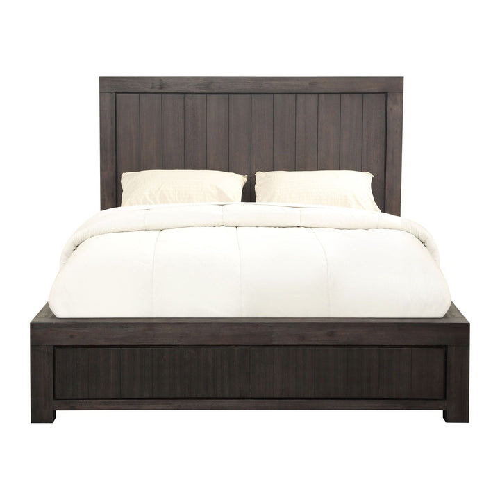 Heath Wood Platform Bed by Modus in Basalt Grey — white background, front view