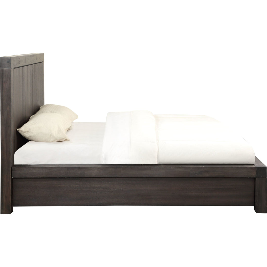 Heath Wood Platform Bed in Basalt Grey — white background, side profile