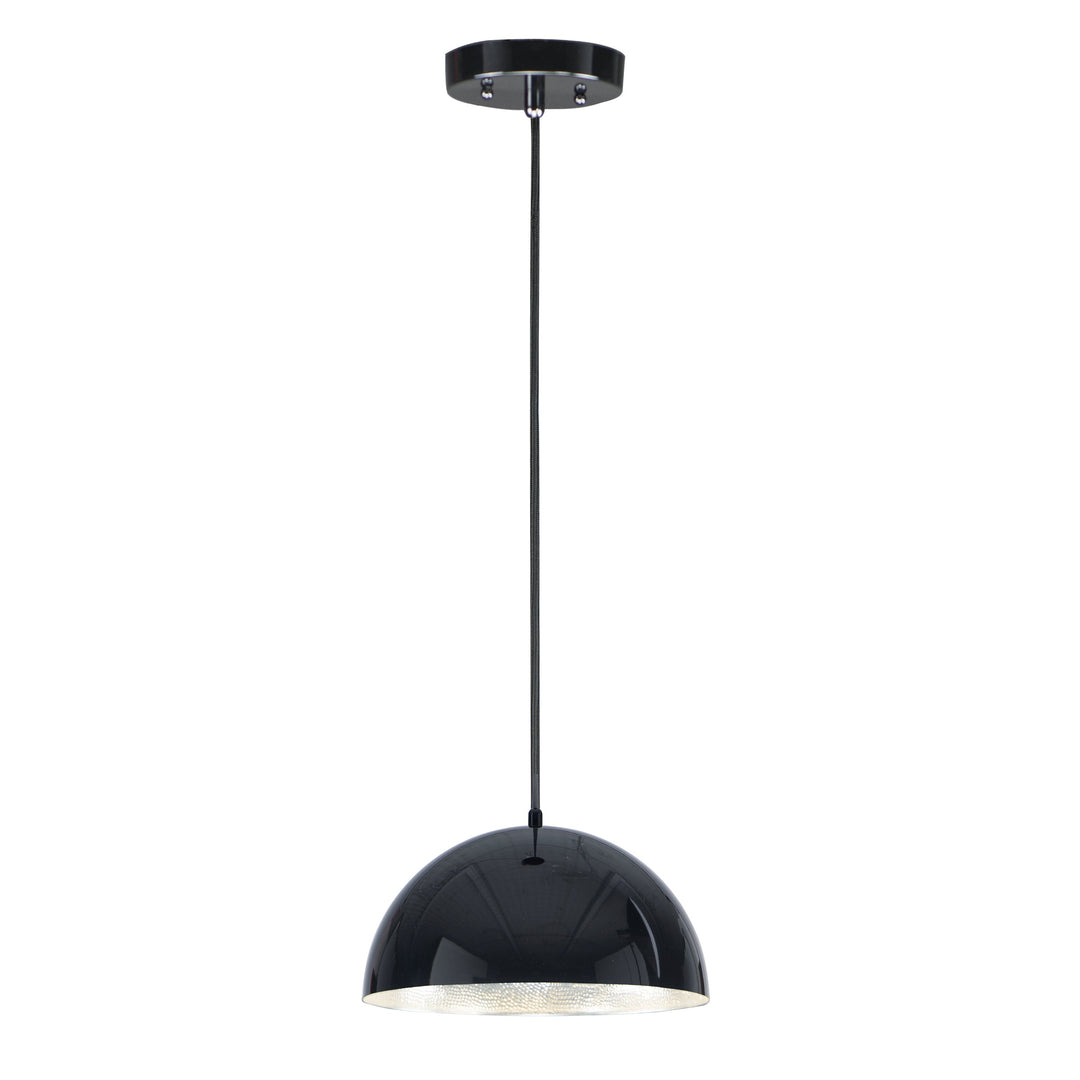 Hemisphere 1-Light 14" LED Pendant by ET2 Lighting in Gloss Black / Aluminum, front view