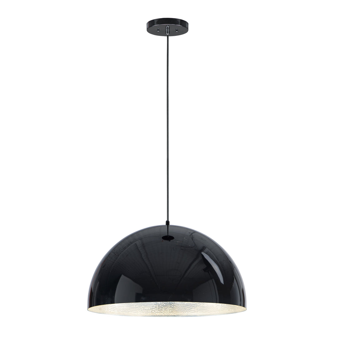 Hemisphere 1-Light 24" LED Pendant by ET2 Lighting in Gloss Black / Aluminum, front view