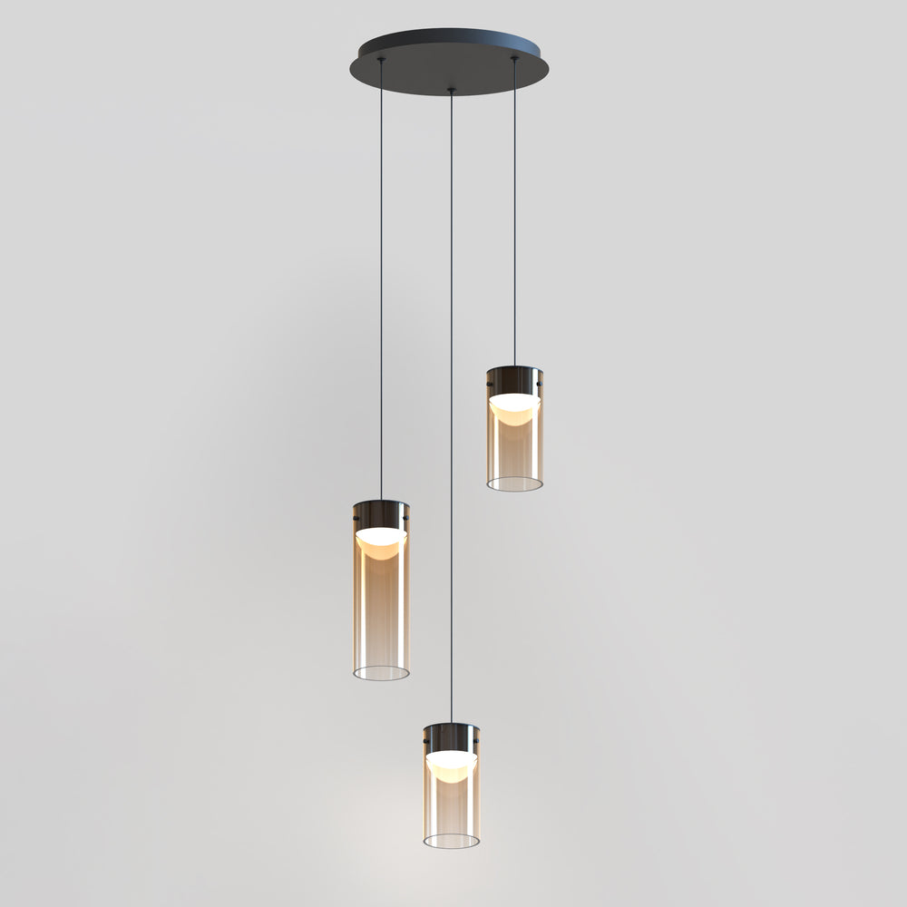 Highball Amber 3-Light LED Pendant by ET2 Lighting, styled view 1