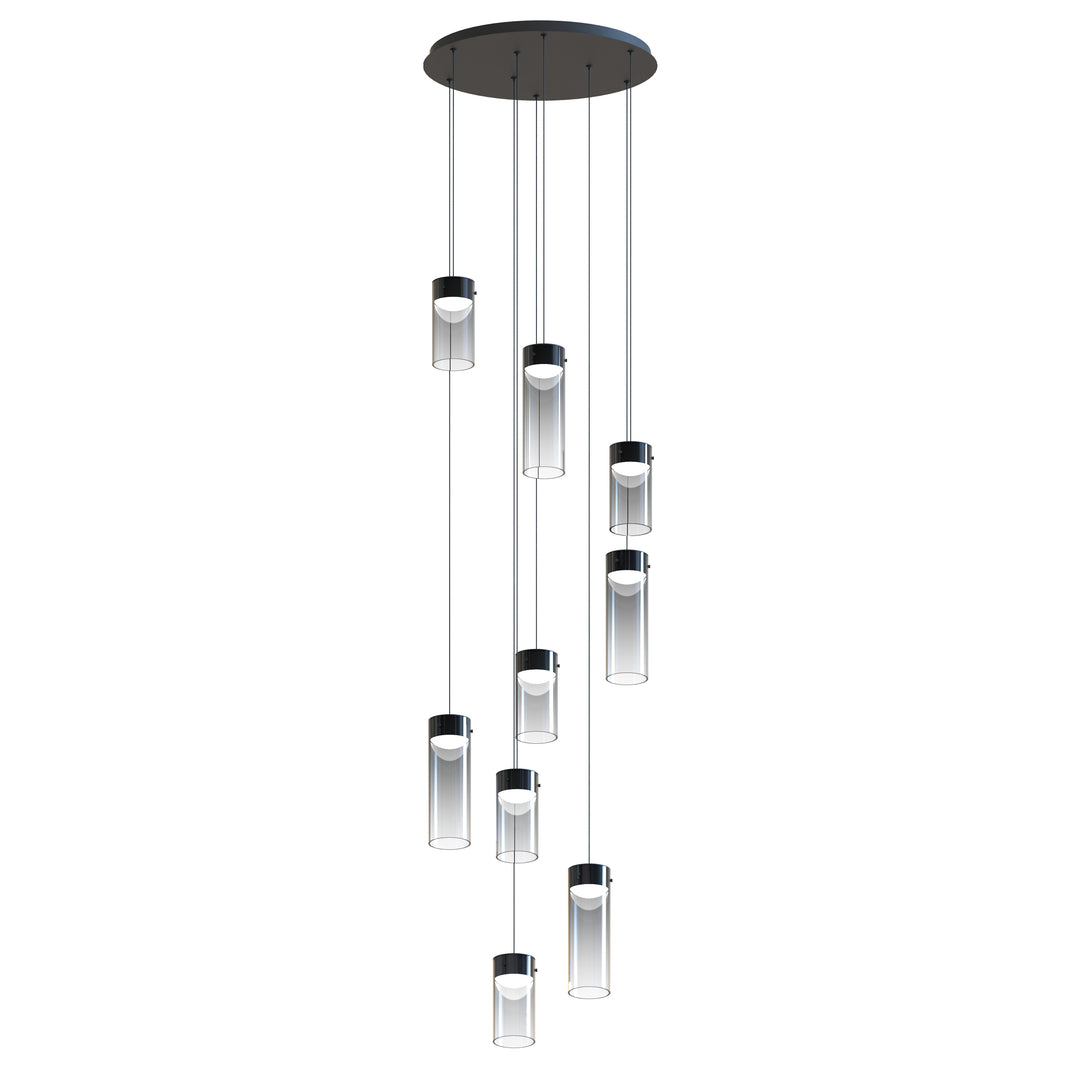 Highball Amber 9-Light LED Pendant by ET2 Lighting in Gunmetal finish