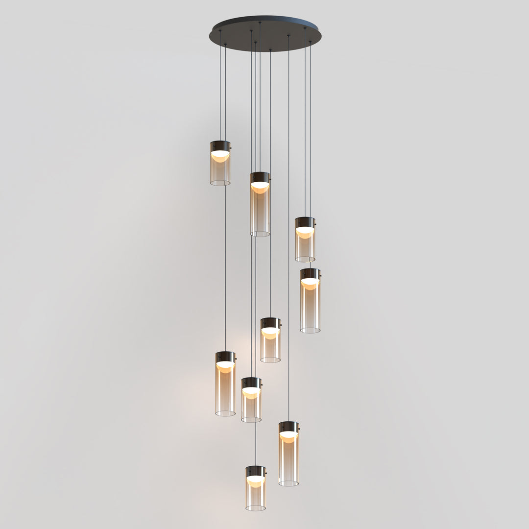 Highball Amber 9-Light LED Pendant by ET2 Lighting, styled view 1