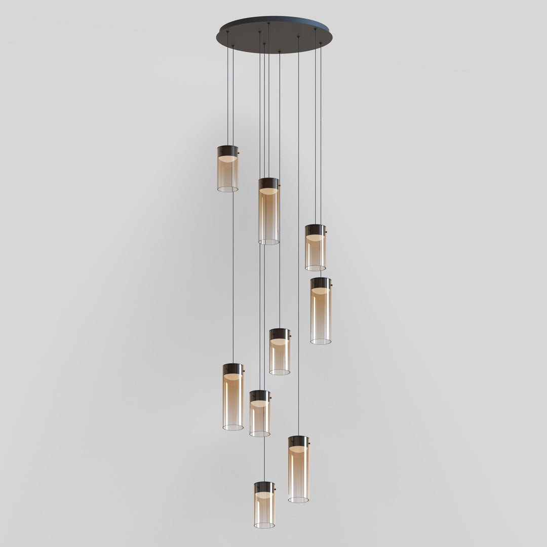 Highball Amber 9-Light LED Pendant by ET2 Lighting, styled view 2