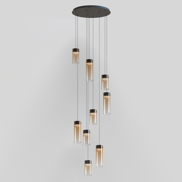 Highball Amber 9-Light LED Pendant by ET2 Lighting, styled view 2