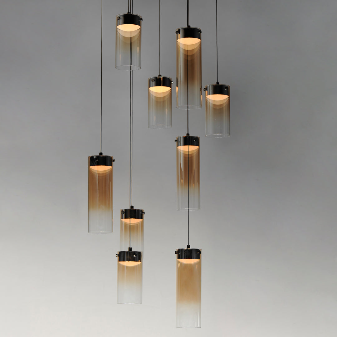 Highball Amber 9-Light LED Pendant by ET2 Lighting, styled view 3