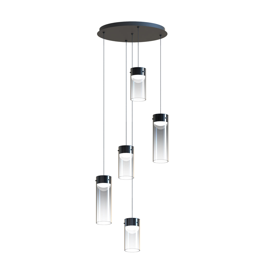 Highball Smoke 5-Light LED Pendant by ET2 Lighting in Gunmetal, front view