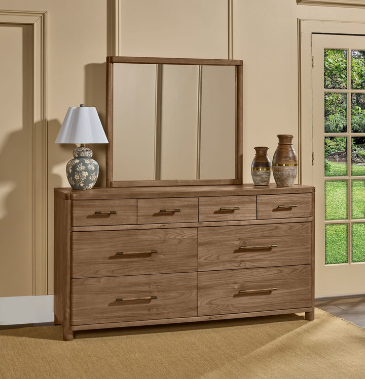 Hollis Dresser Mirror in Cabin Glow — styled on the matching dresser (sold separately)