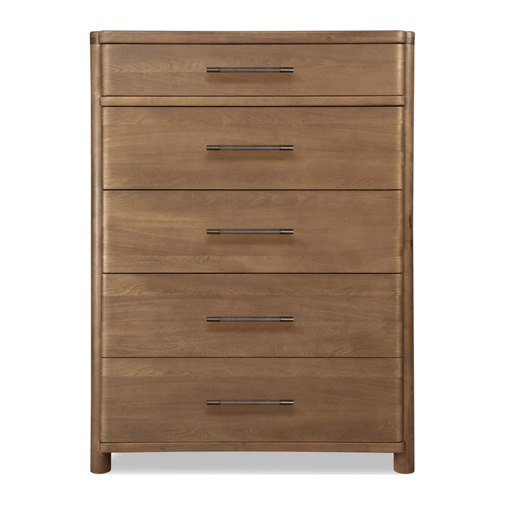 Hollis Five Drawer Chest by Modus in Cabin Glow — on a white background